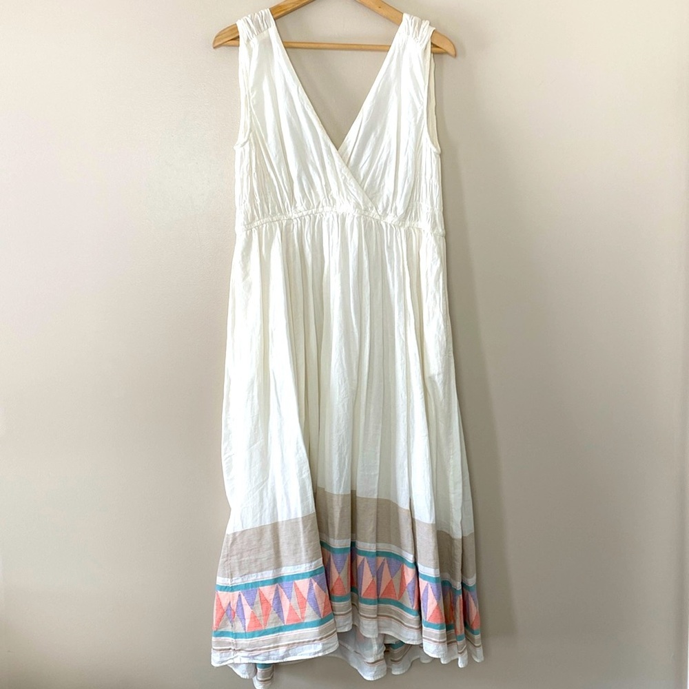 Free People Lulu Embroidered‎ Midi Dress Drawstring Waist Endless Summer Size XS - Picture 3 of 16